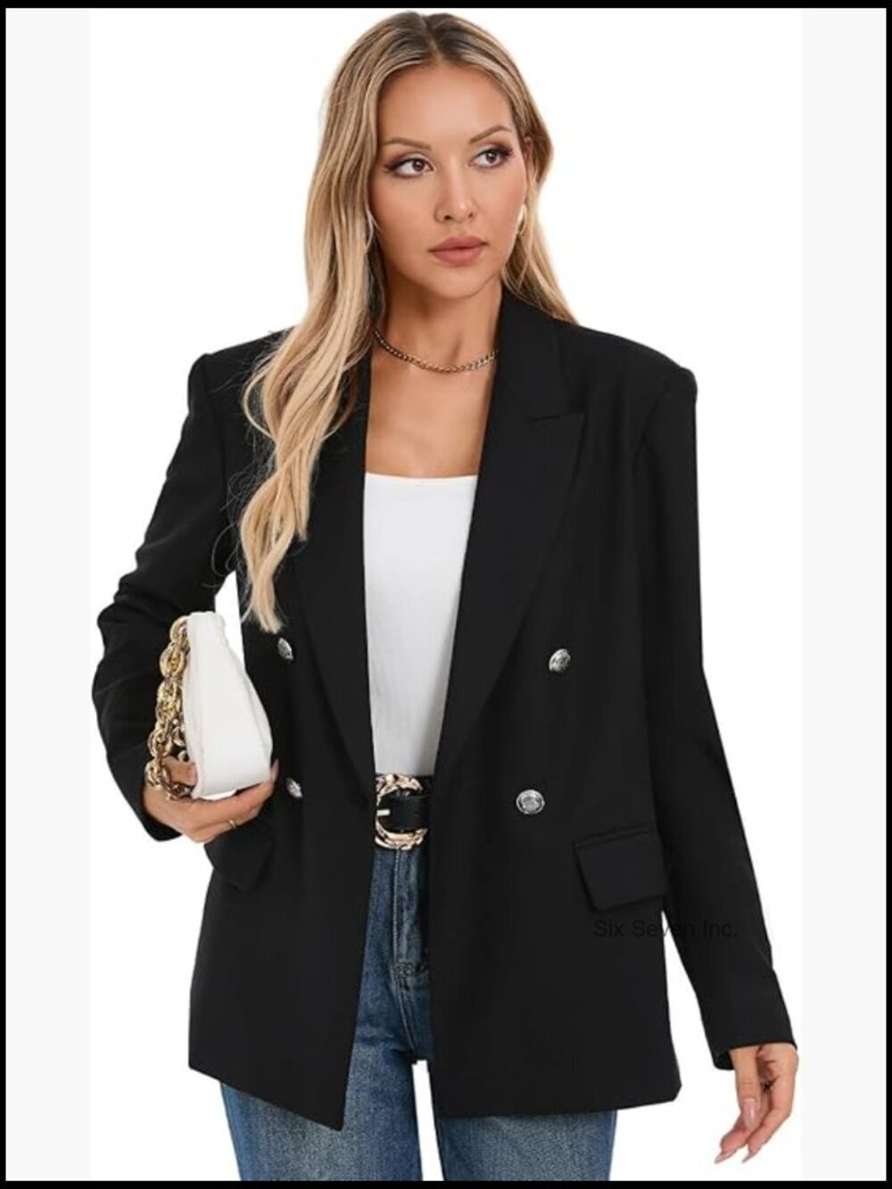 Oversized Double Breasted Blazer Jacket with Pockets